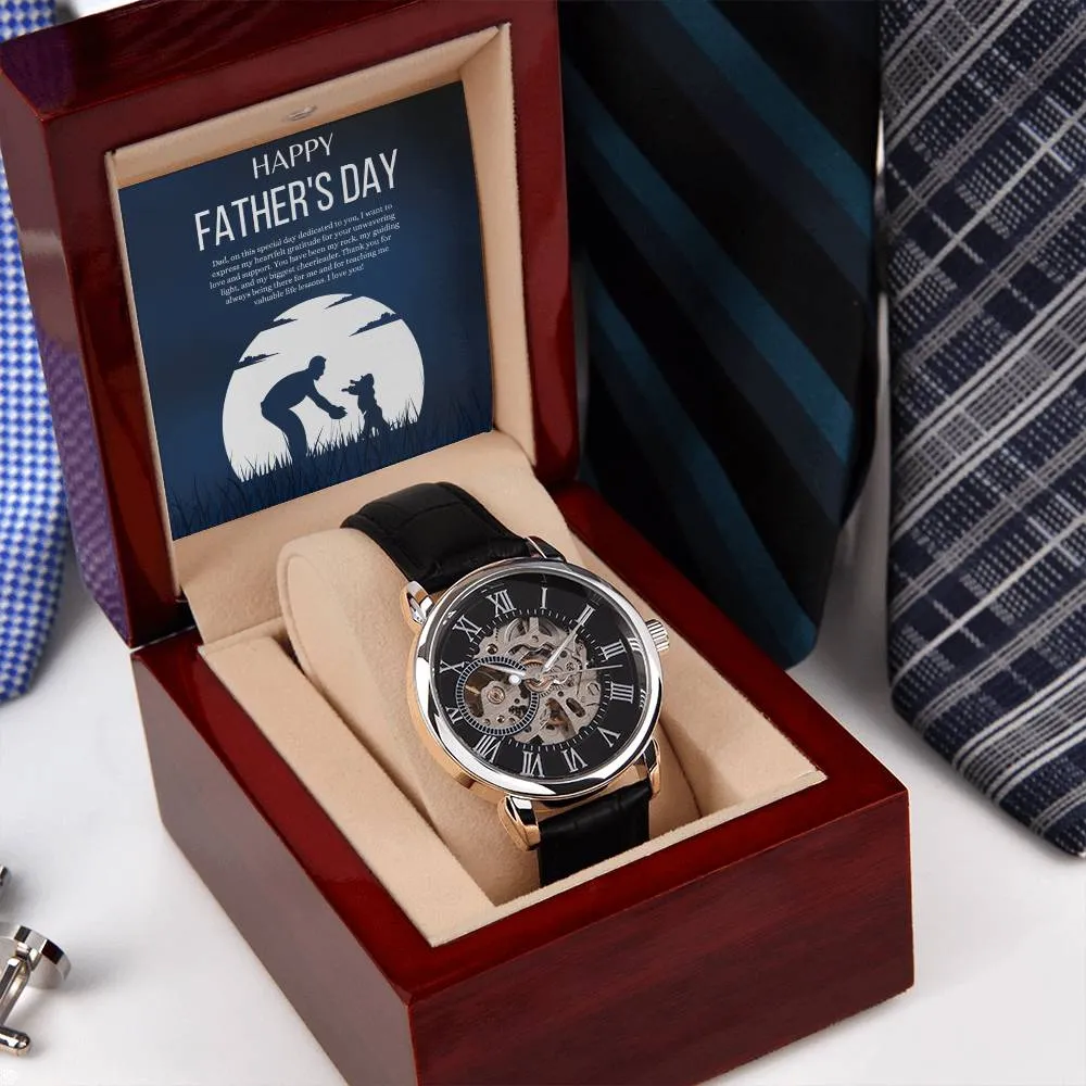 Gift for Dad Father's Day Gifts Openwork Watch Personal Message for Dad from Daughter or Son