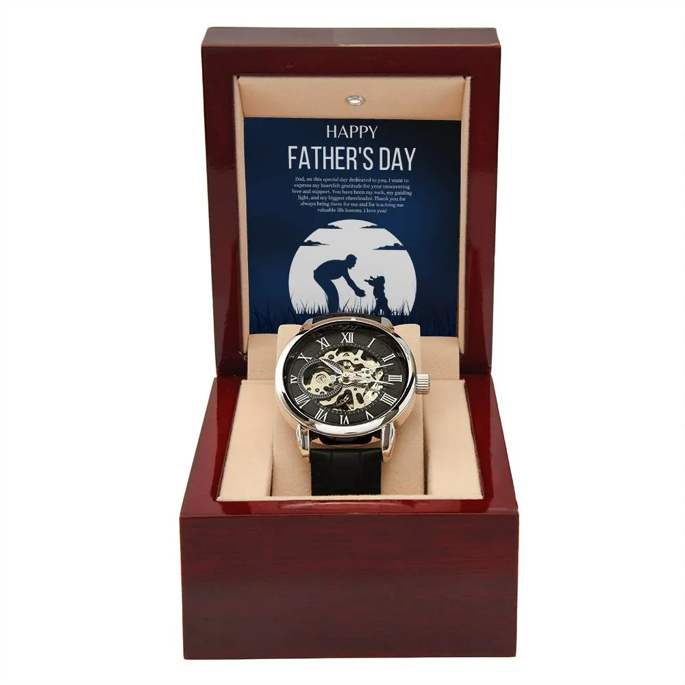 Gift for Dad Father's Day Gifts Openwork Watch Personal Message for Dad from Daughter or Son