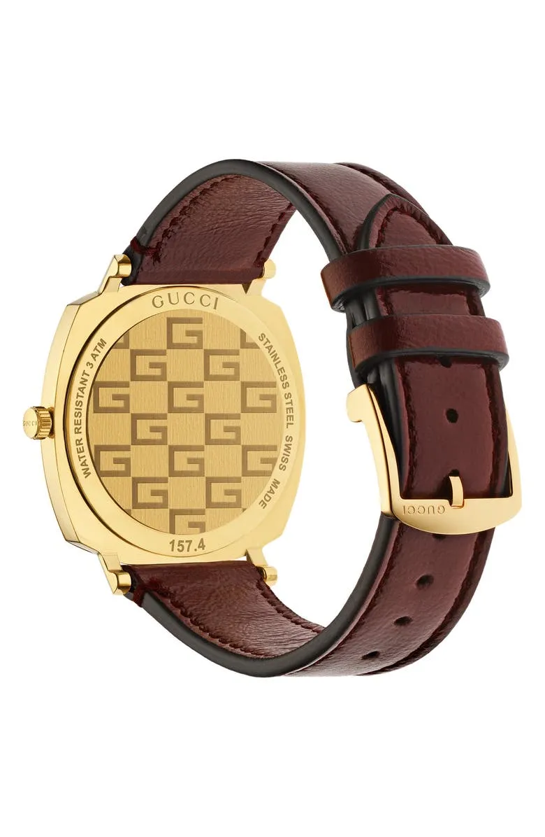 Gucci YA157411 Grip Leather Strap Watch, 38mm Women Watches Lexor Miami