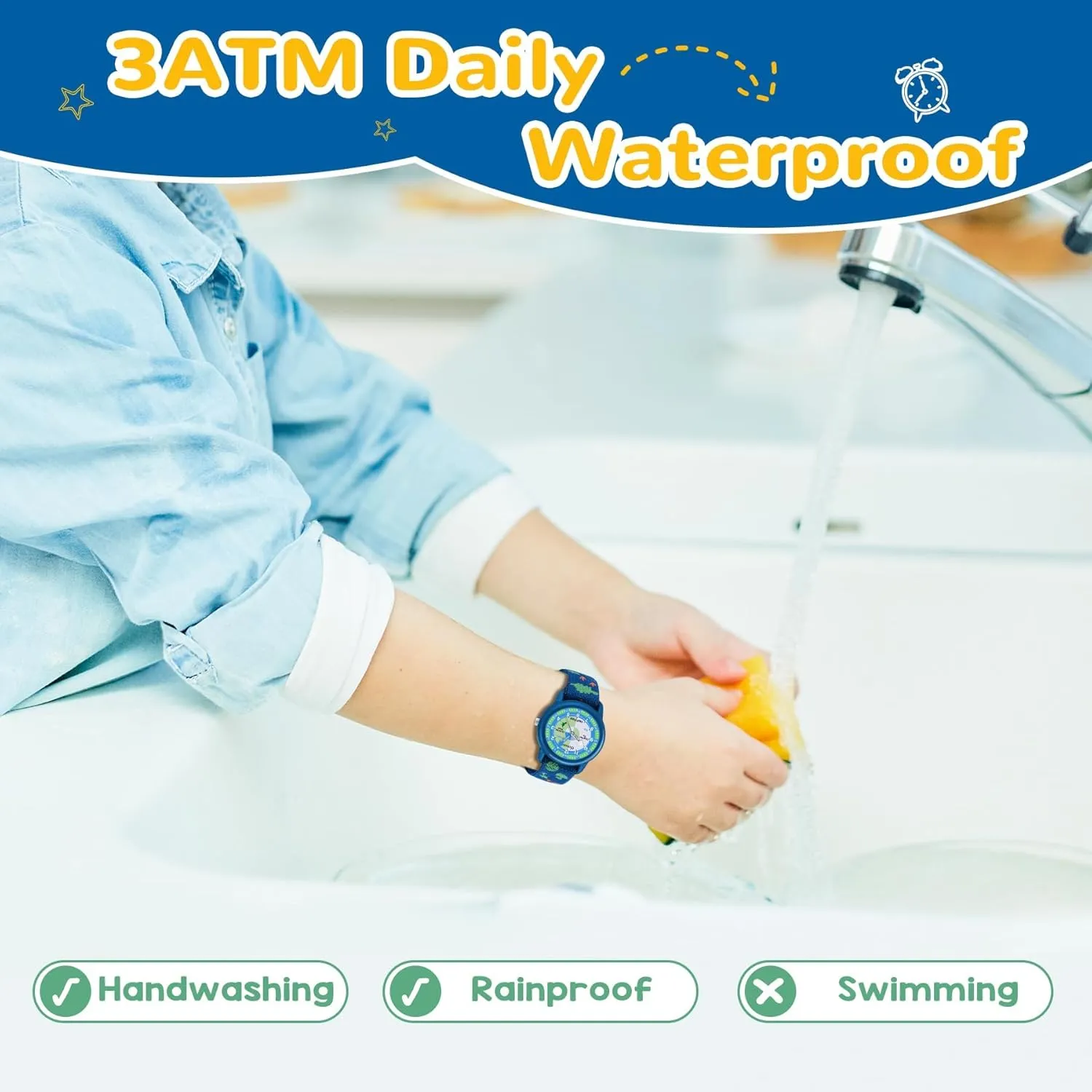 Kids Analog Watches for Girls Boys with Soft Elastic Fabric Strap, Learning Time Waterproof Watch for Ages 3-12 Kids, Gift for Toddler Children