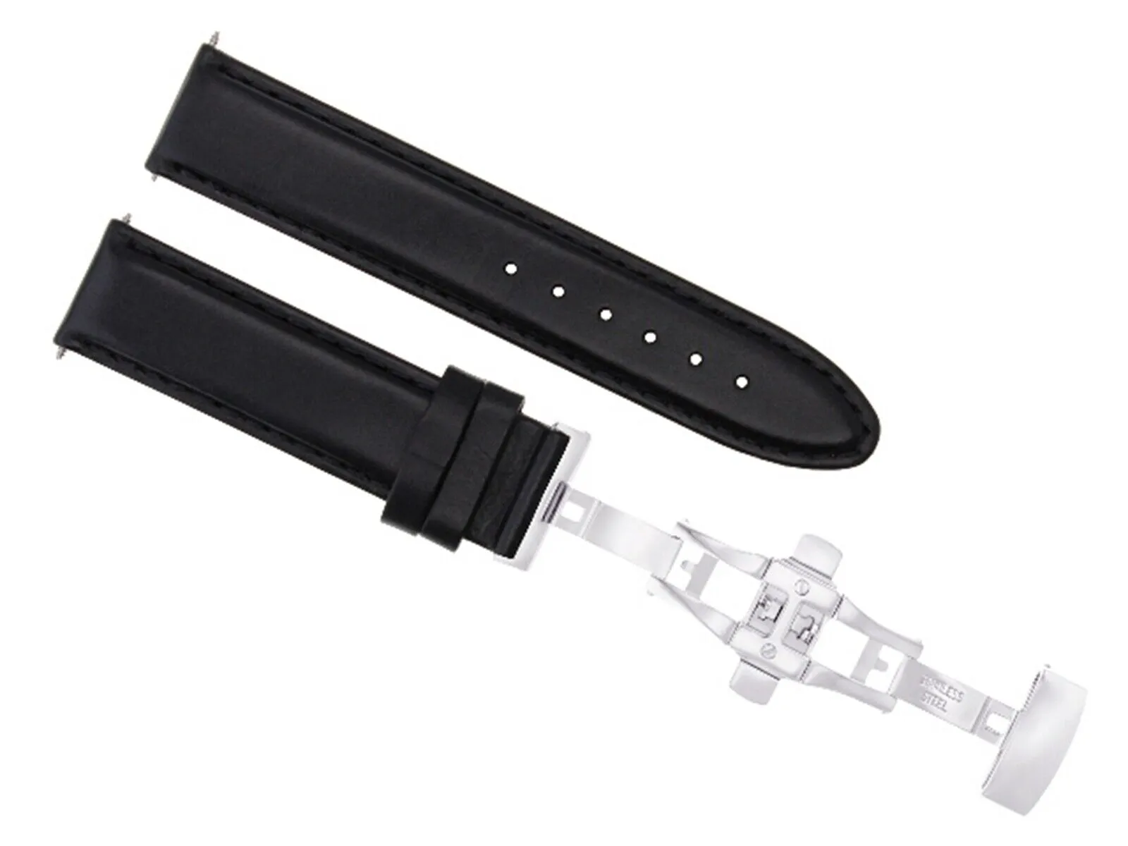 LEATHER BAND STRAP SMOOTH DEPLOYMENT CLASP FOR U-BOAT - 22MM