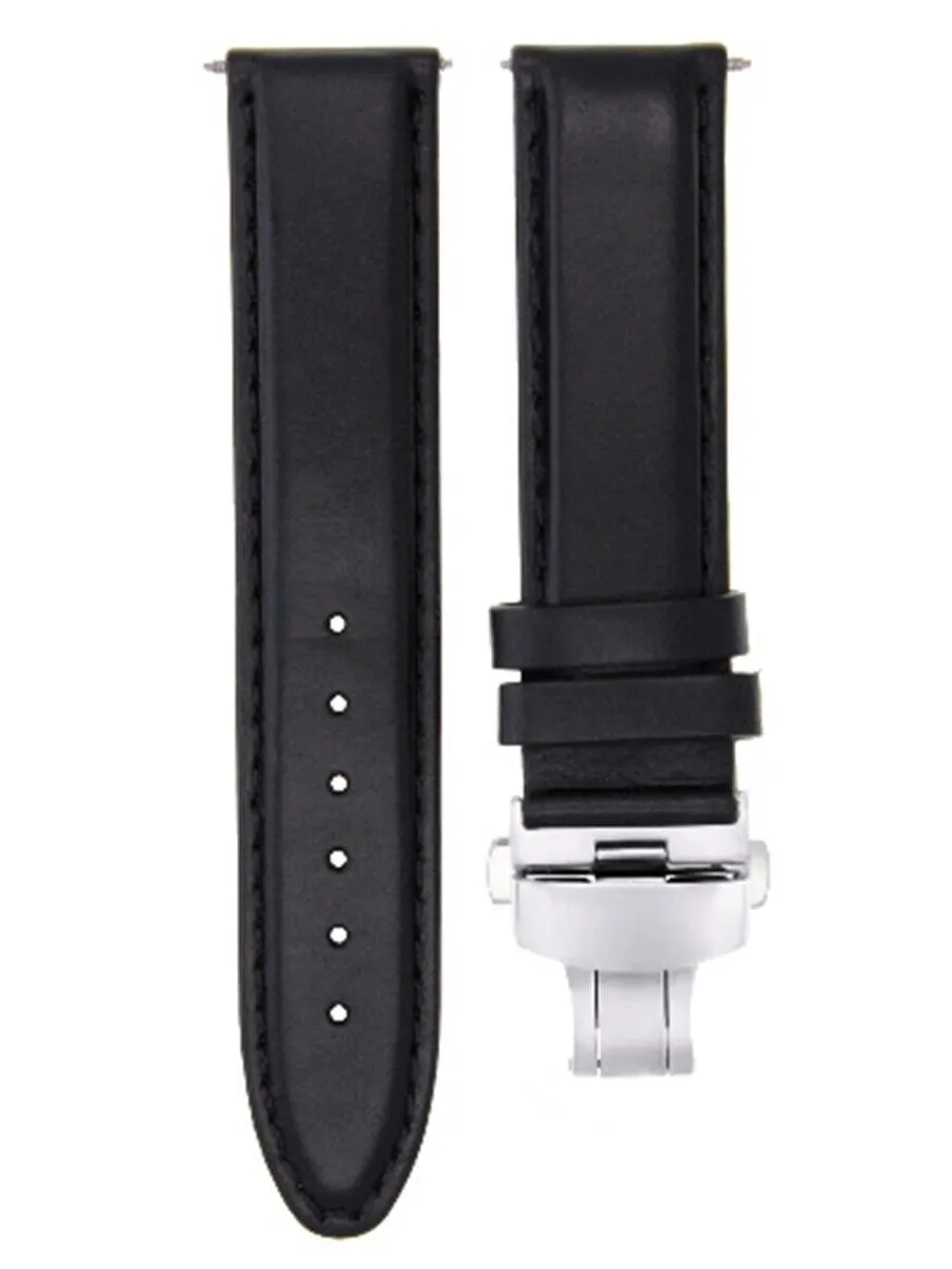 LEATHER BAND STRAP SMOOTH DEPLOYMENT CLASP FOR U-BOAT - 22MM