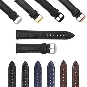 LEATHER WATCH BAND STRAP DEPLOYMENT CLASP QUICK RELEASE LONG - 18MM