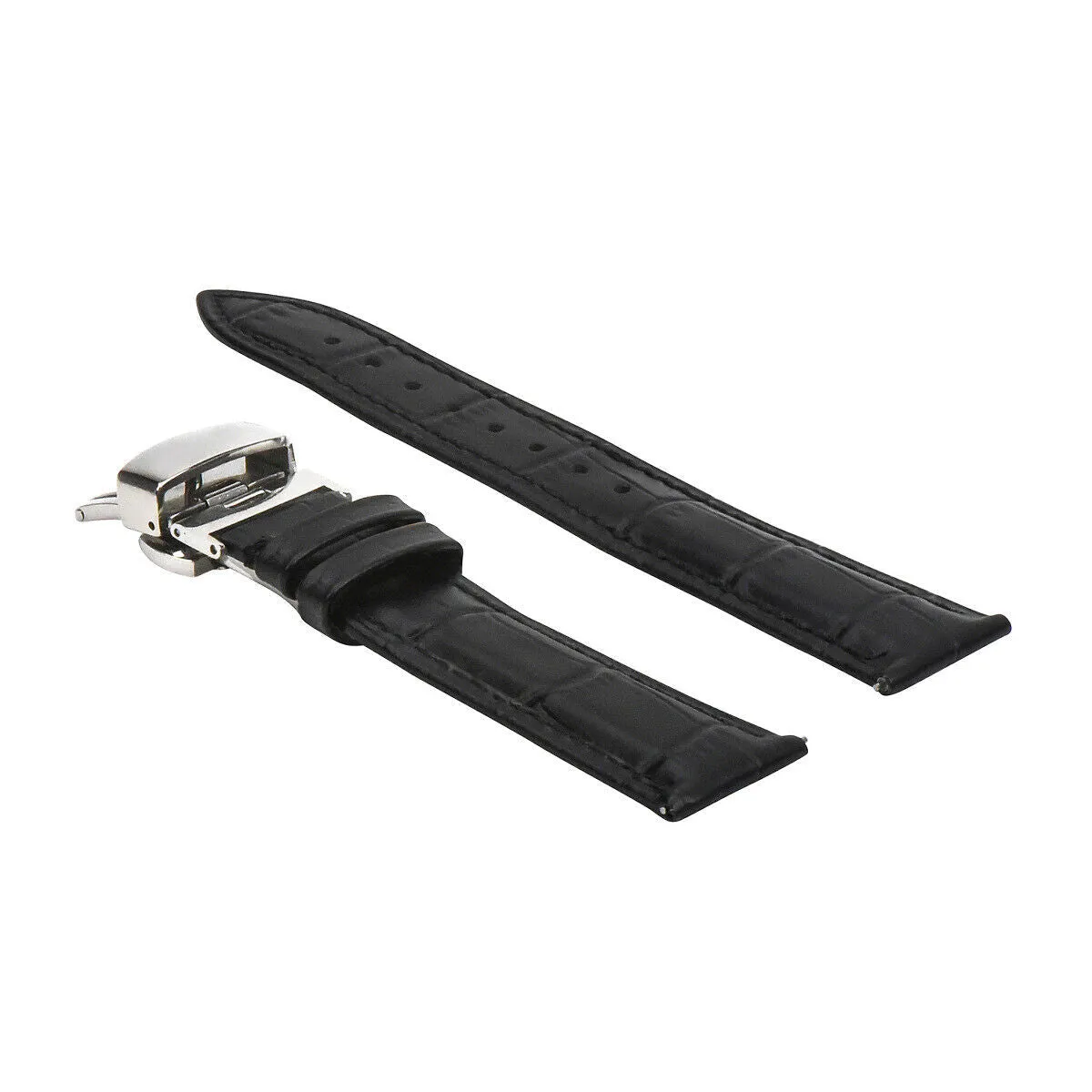 LEATHER WATCH BAND STRAP DEPLOYMENT CLASP QUICK RELEASE LONG - 18MM