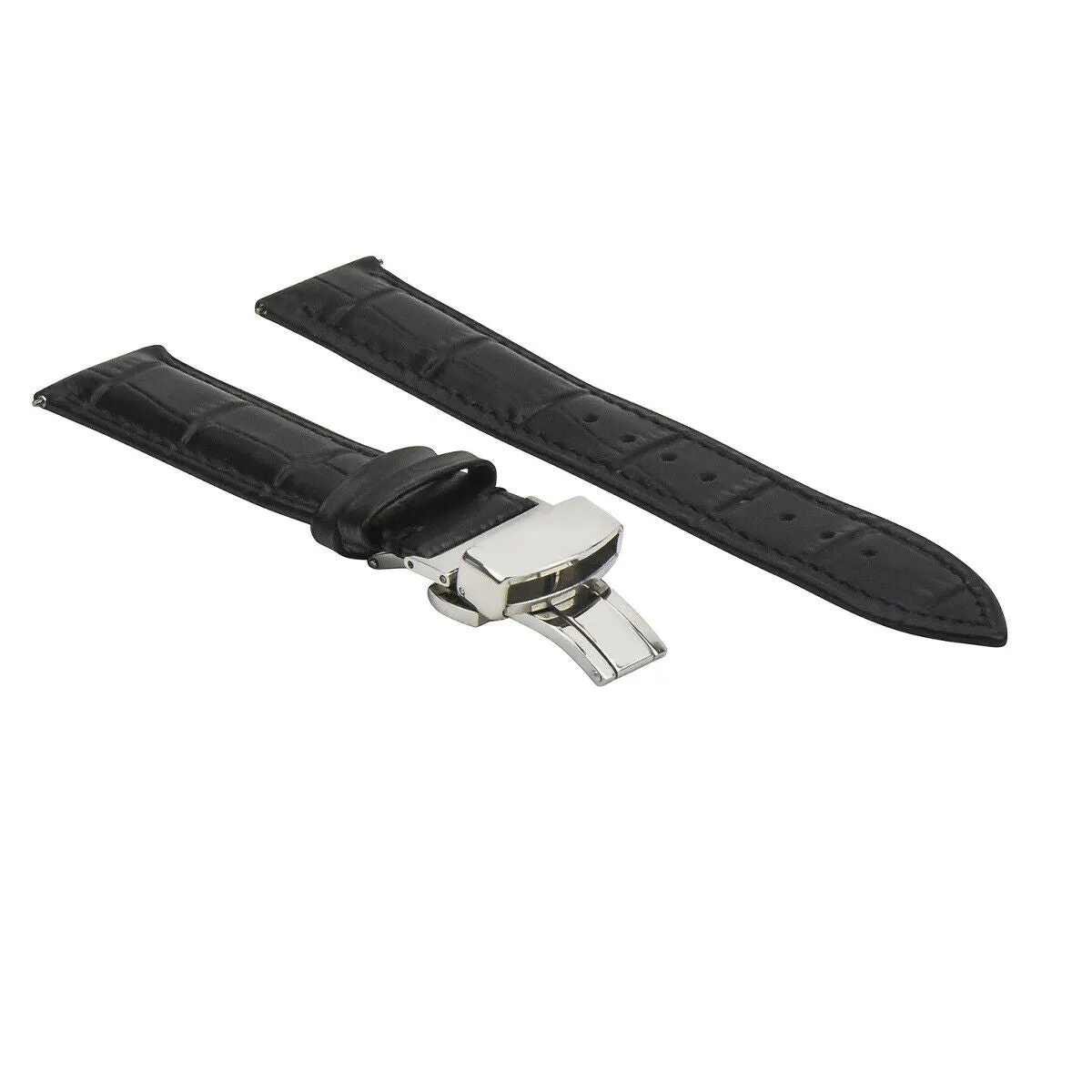 LEATHER WATCH BAND STRAP DEPLOYMENT CLASP QUICK RELEASE LONG - 18MM