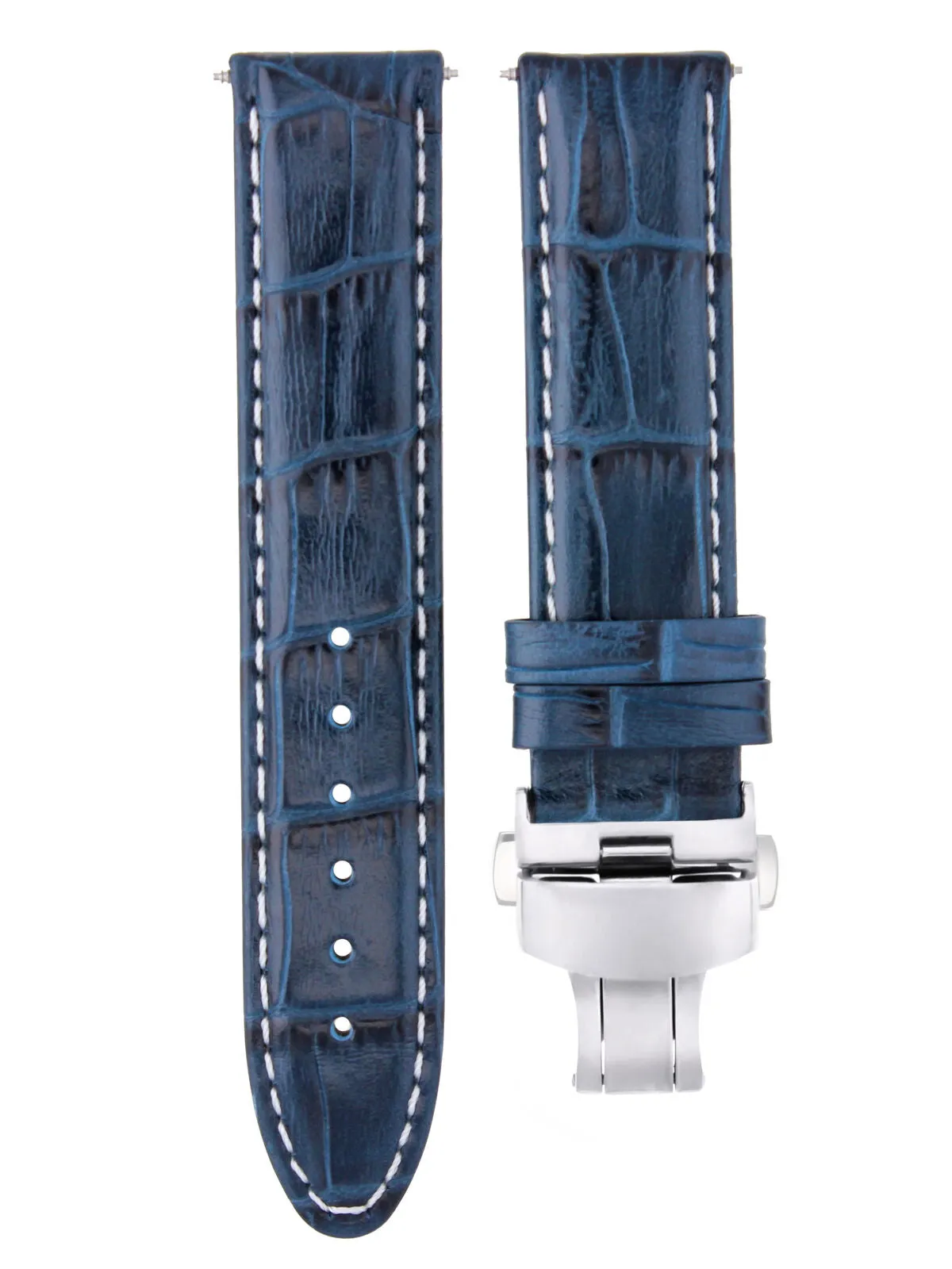LEATHER WATCH BAND STRAP FOR BREITLING WATCH DEPLOYMENT CLASP - 22 MM
