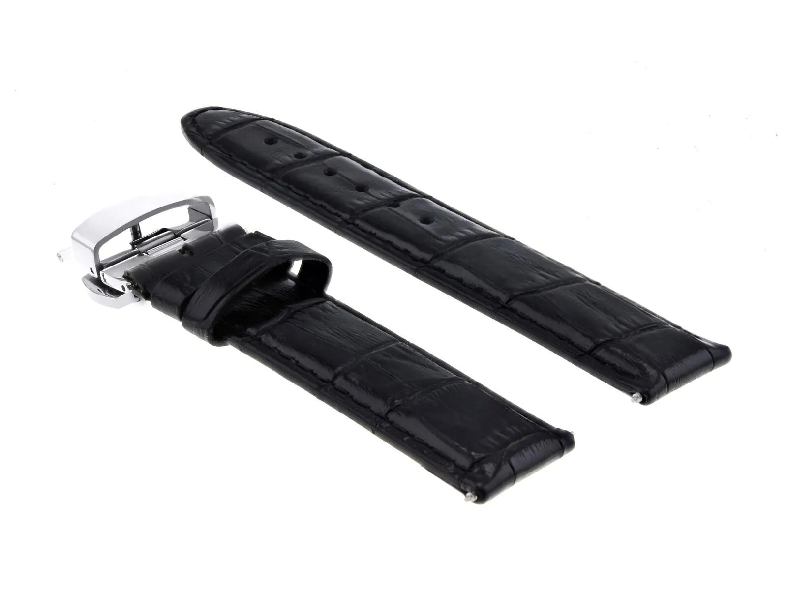 LEATHER WATCH BAND STRAP FOR BREITLING WATCH DEPLOYMENT CLASP - 22 MM