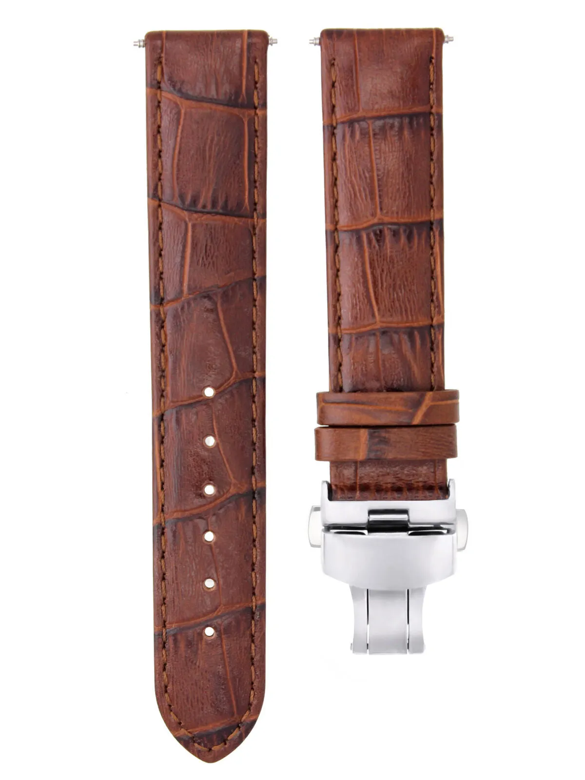 LEATHER WATCH BAND STRAP FOR BREITLING WATCH DEPLOYMENT CLASP - 22 MM