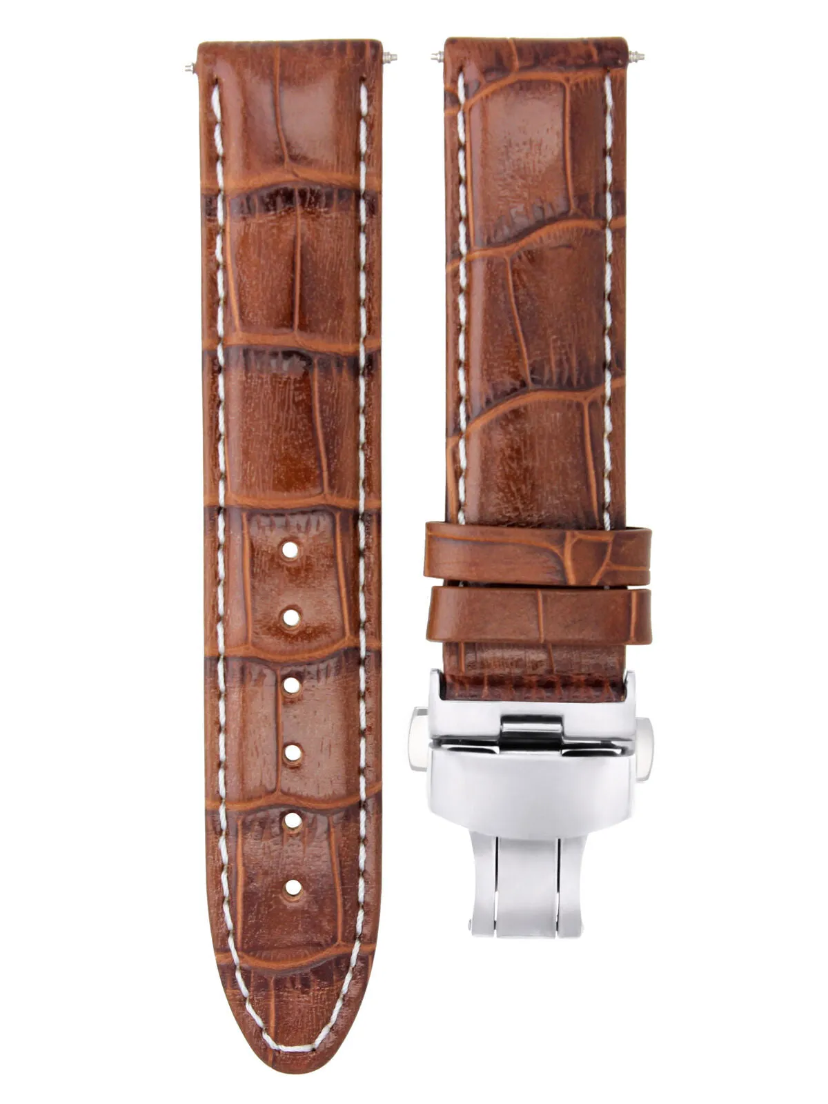 LEATHER WATCH BAND STRAP FOR BREITLING WATCH DEPLOYMENT CLASP - 22 MM