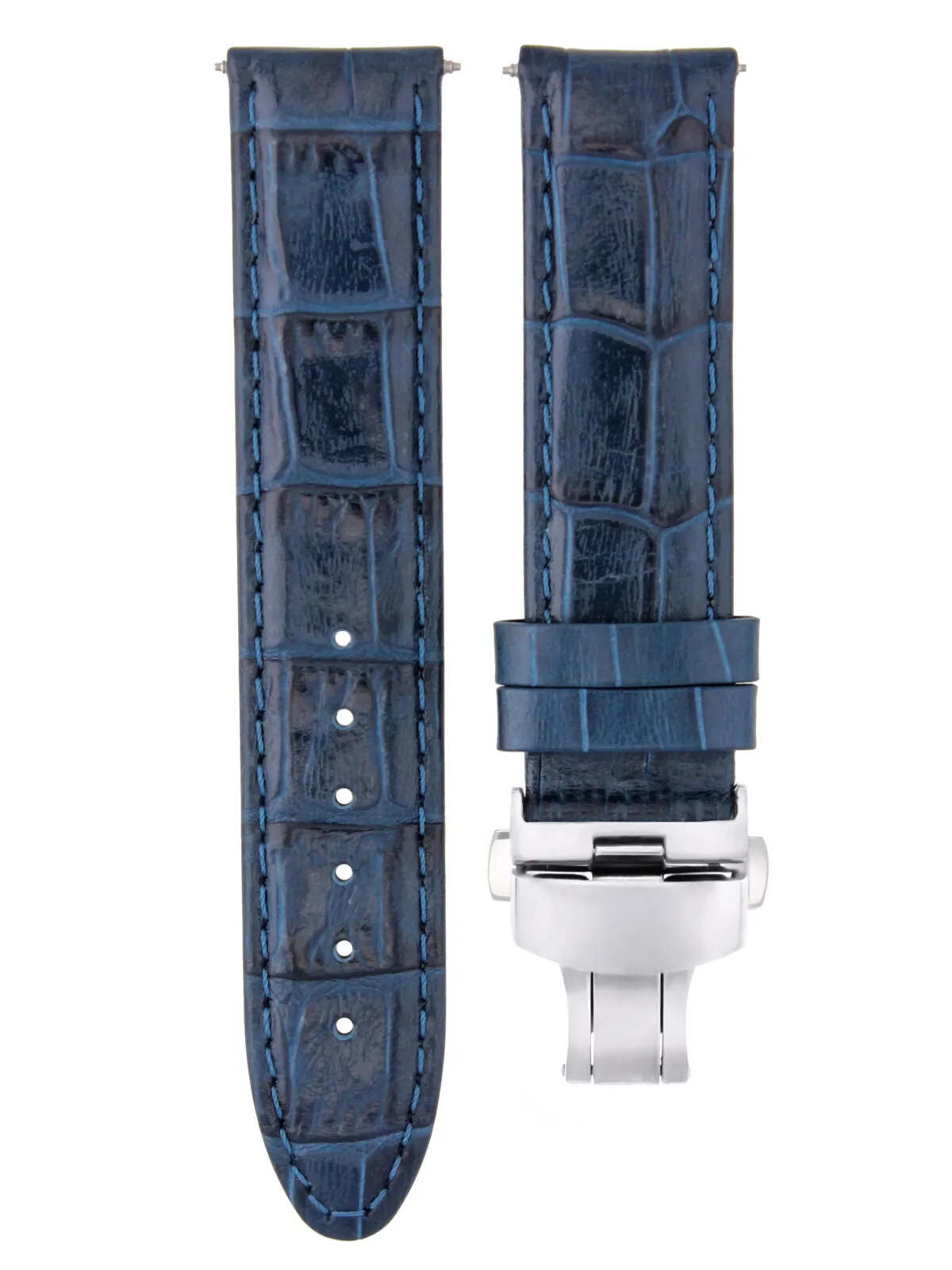 LEATHER WATCH BAND STRAP FOR BREITLING WATCH DEPLOYMENT CLASP - 22 MM