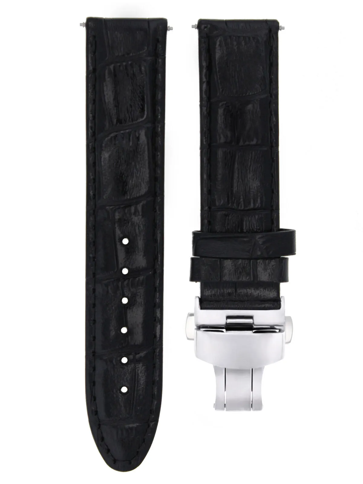 LEATHER WATCH BAND STRAP FOR BREITLING WATCH DEPLOYMENT CLASP - 22 MM