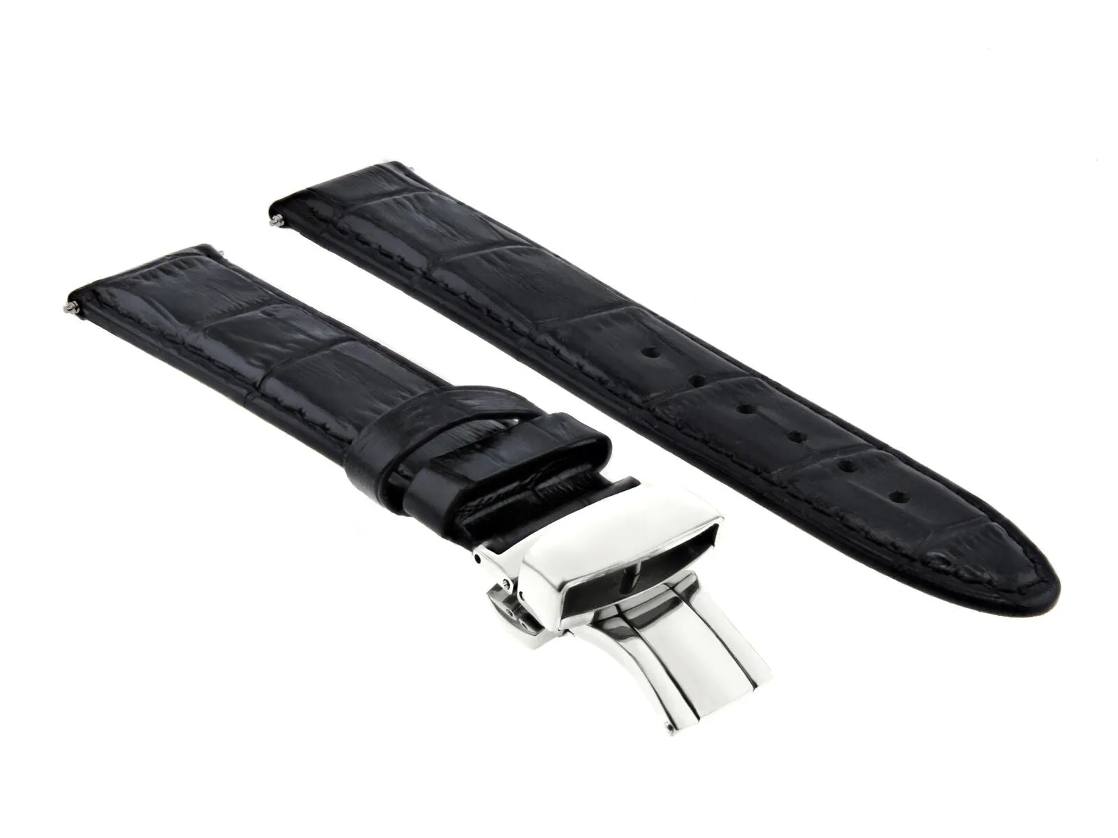 LEATHER WATCH BAND STRAP FOR BREITLING WATCH DEPLOYMENT CLASP - 22 MM