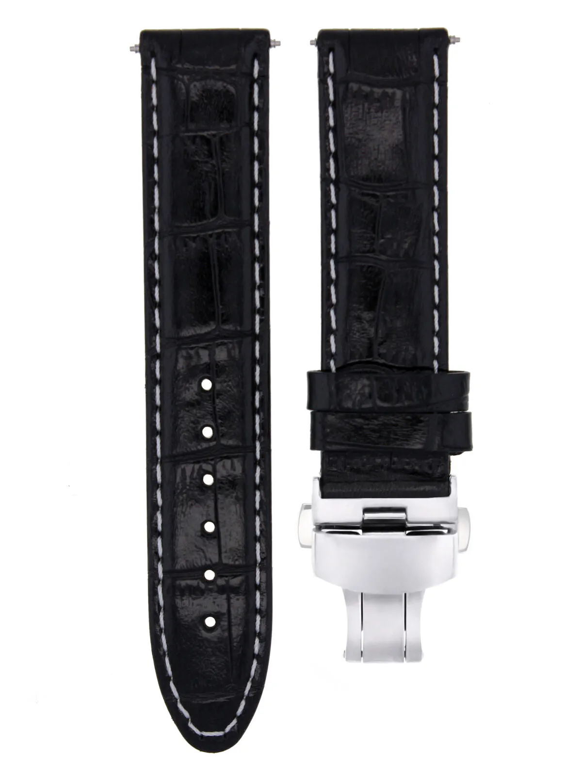 LEATHER WATCH BAND STRAP FOR BREITLING WATCH DEPLOYMENT CLASP - 22 MM