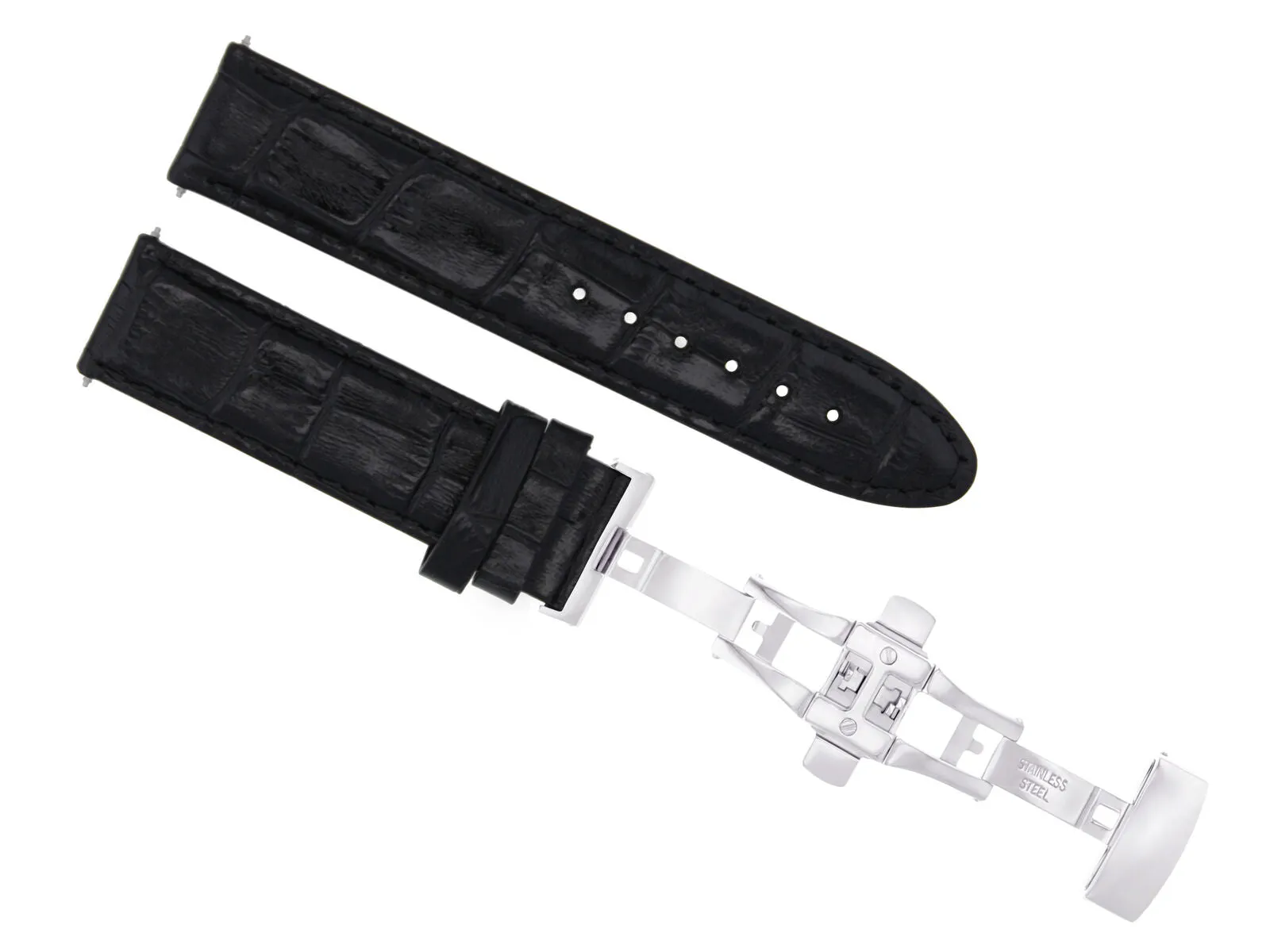 LEATHER WATCH BAND STRAP FOR LONGINES WATCH DEPLOYMENT CLASP - 24MM