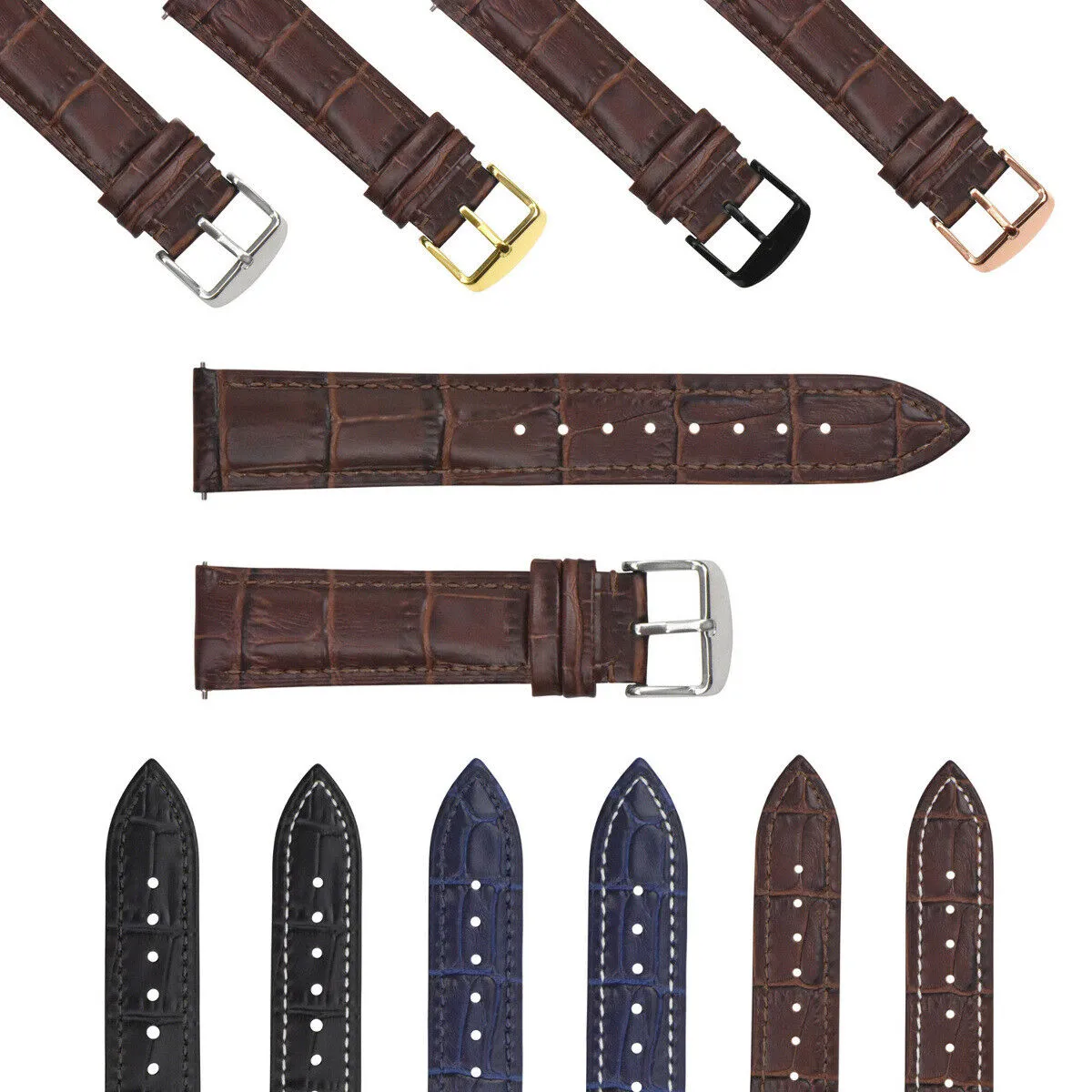 LEATHER WATCH BAND STRAP-QUICK RELEASE FOR SEIKO 5 KINETIC - 18MM
