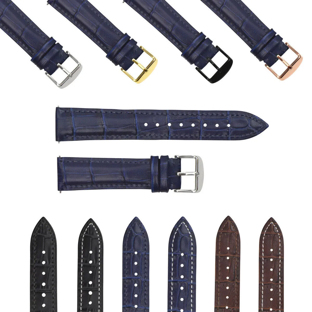 LEATHER WATCH BAND STRAP-QUICK RELEASE FOR SEIKO 5 KINETIC - 22MM