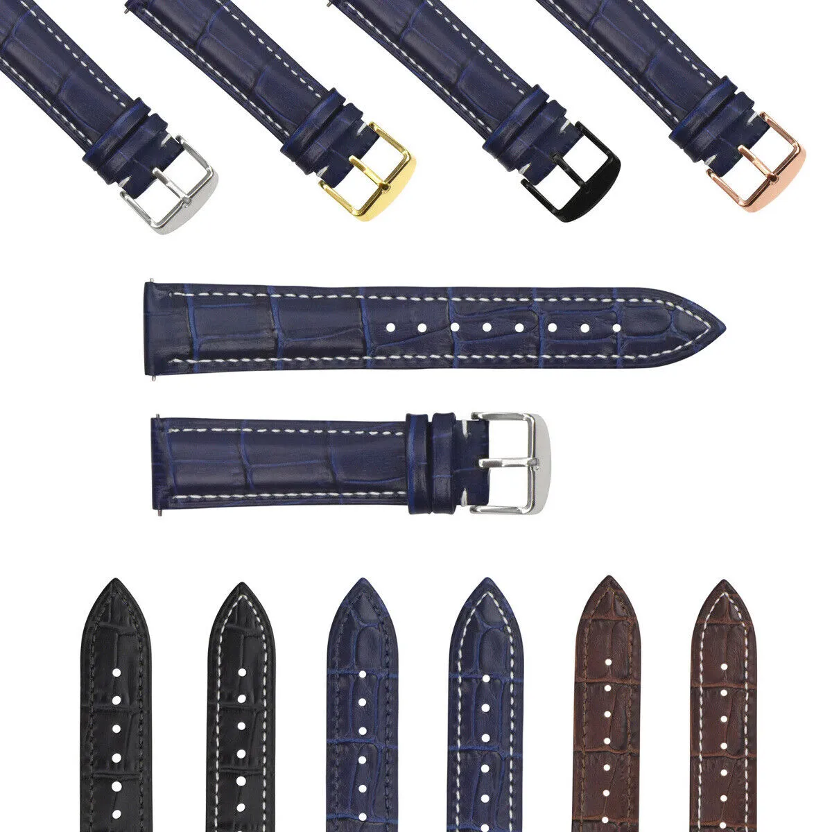 LEATHER WATCH BAND STRAP-QUICK RELEASE FOR SEIKO 5 KINETIC - 22MM
