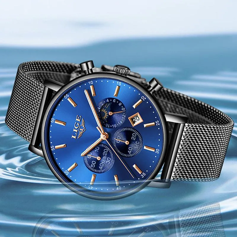 Lige Quartz Watch Analog Business Watch For Men & Women 9894