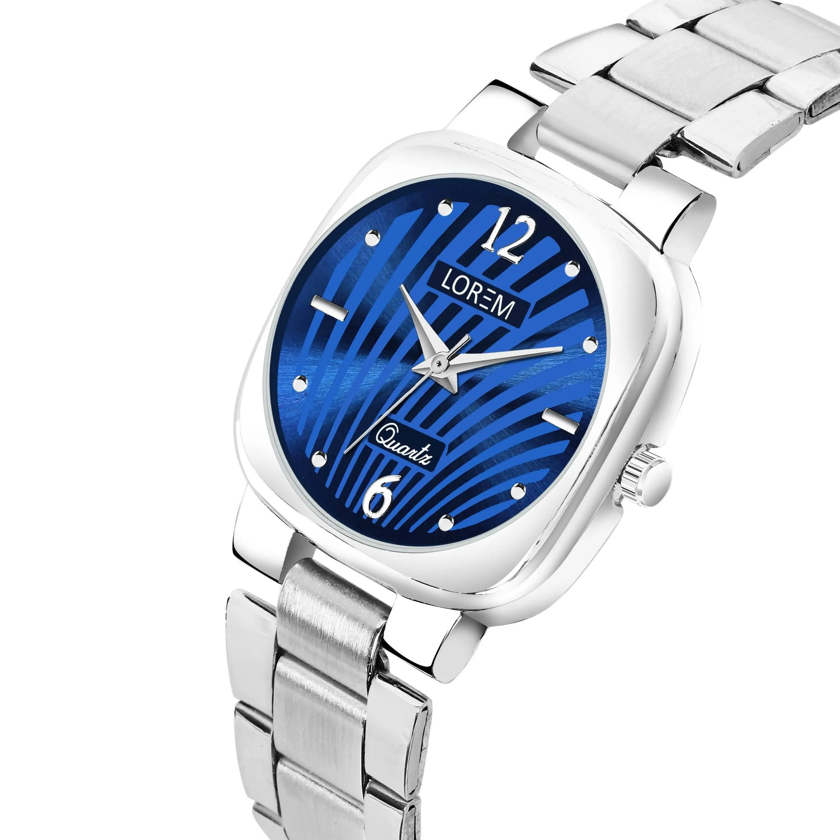 LOREM Blue Abstract Floral Analog Watch For Women LR307