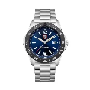 Luminox Men's Navy Seal Pacific Diver 3120 Series Silver Stainless Steel Oyster Band Blue Dial Quartz Analog Watch - XS.3123