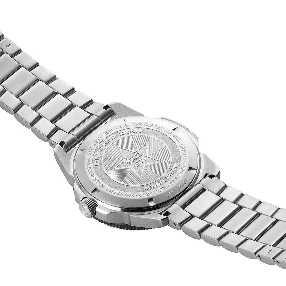 Luminox Men's Navy Seal Pacific Diver 3120 Series Silver Stainless Steel Oyster Band Blue Dial Quartz Analog Watch - XS.3123
