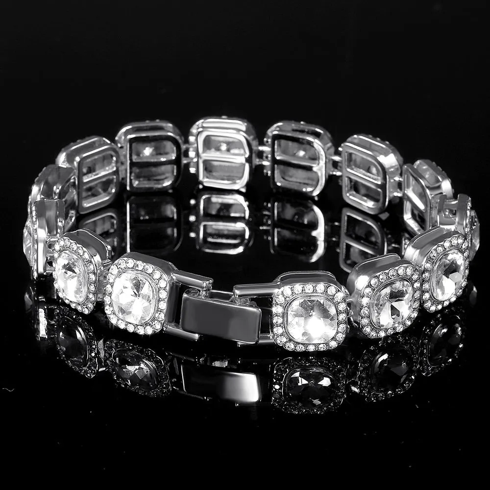 Luxury Iced Out Watches for Women Gold Watch Sliver Chain Bracelet Necklace