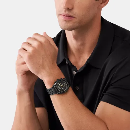 Men's Black Chronograph Stainless Steel Watch MK9113