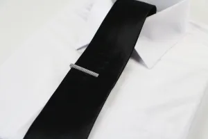Mens Silver Grid Pattern Tie Clip Clasp