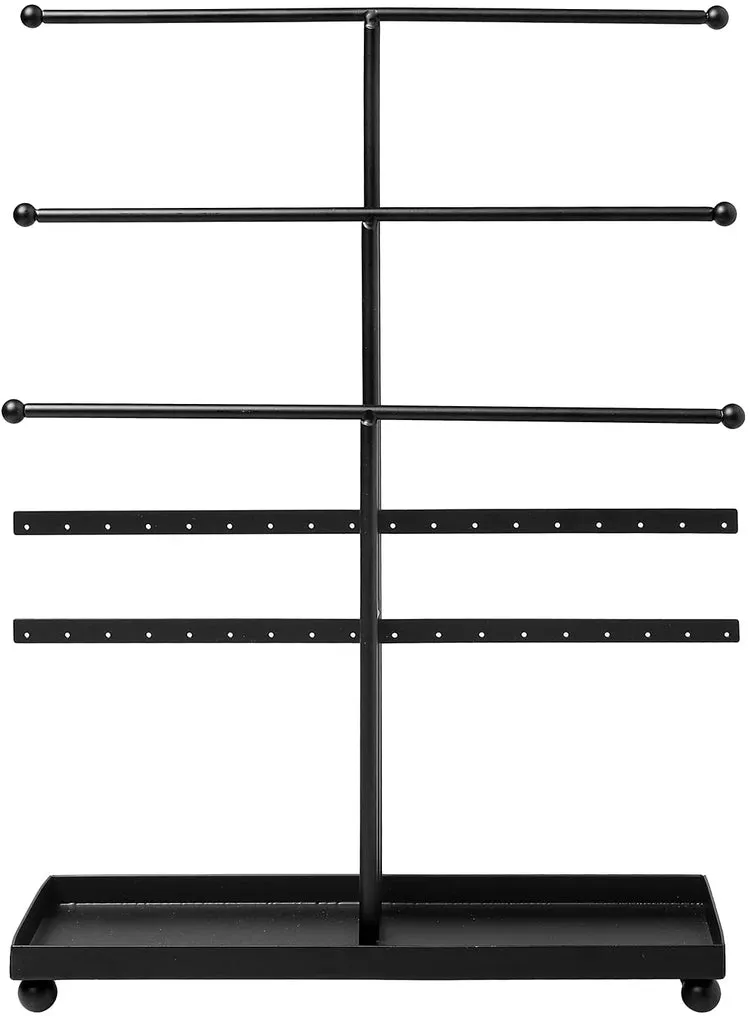 Metal Jewelry Organizer with Ring Tray, Black