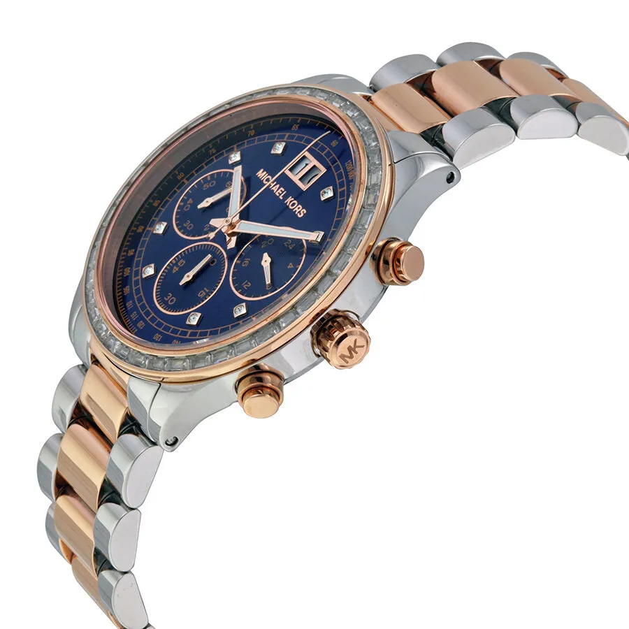 Michael Kors Brinkley Navy Dial Two-tone Ladies Watch MK6205