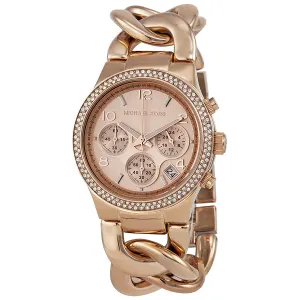 Michael Kors Chronograph Rose Dial Rose Gold Ion-plated Ladies Watch MK3247