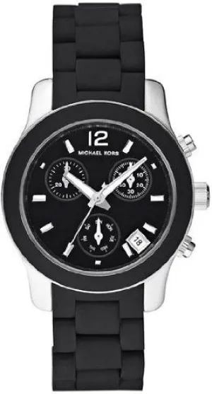 Michael Kors Classic Chronograph Black Silicone Wrapped Ladies Watch MK5442
