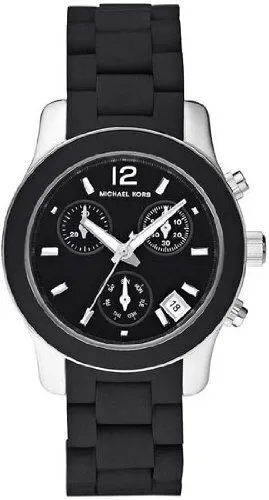 Michael Kors Classic Chronograph Black Silicone Wrapped Ladies Watch MK5442