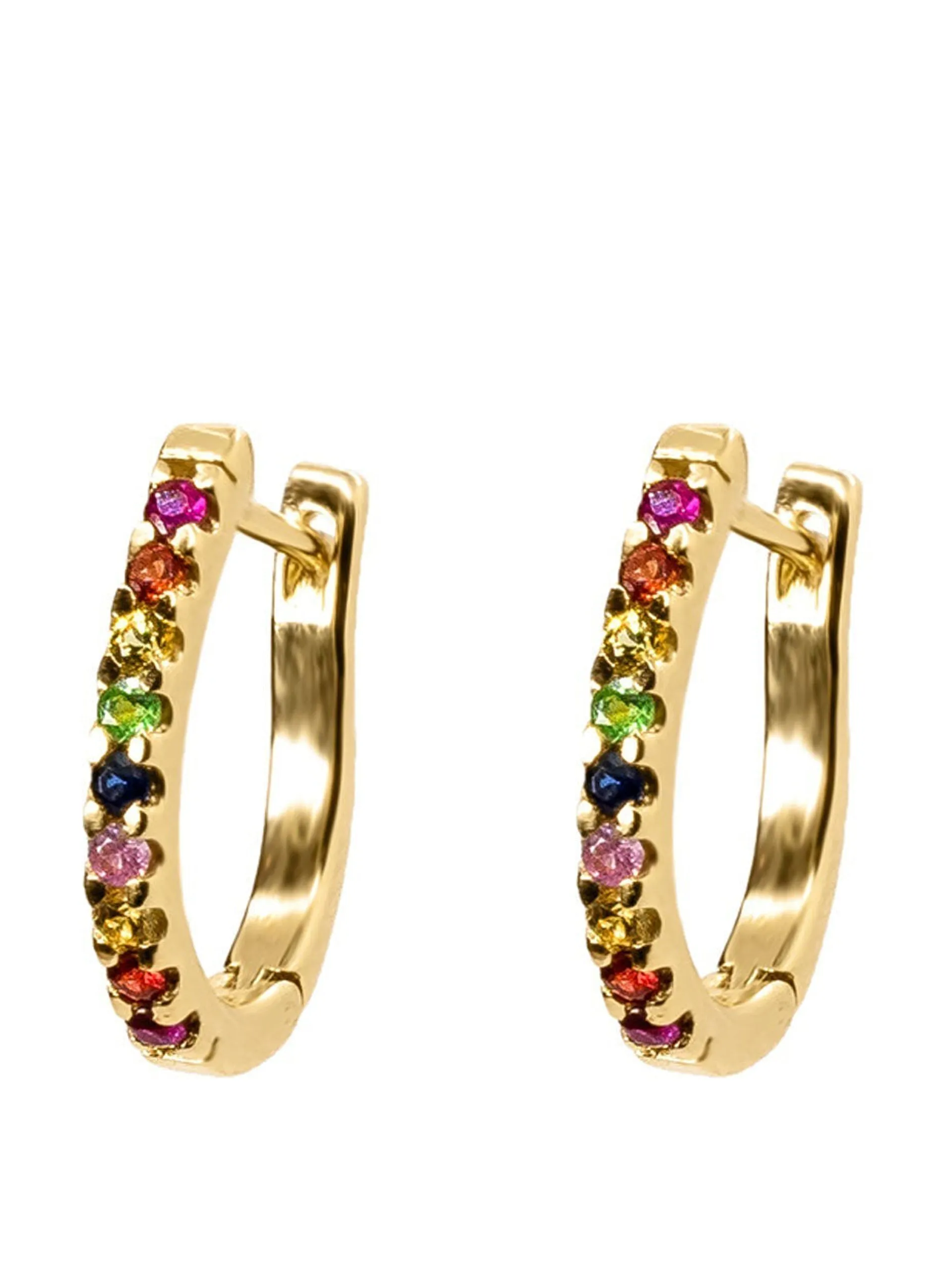 Mixed stone rainbow huggie hoops