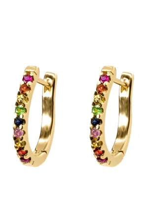 Mixed stone rainbow huggie hoops