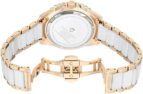 Momentum Women's Stainless Steel Japanese-Quartz Diving Watch with Ceramic Strap, Rose Gold, 13 (Model: 1M-DN67WS0C)