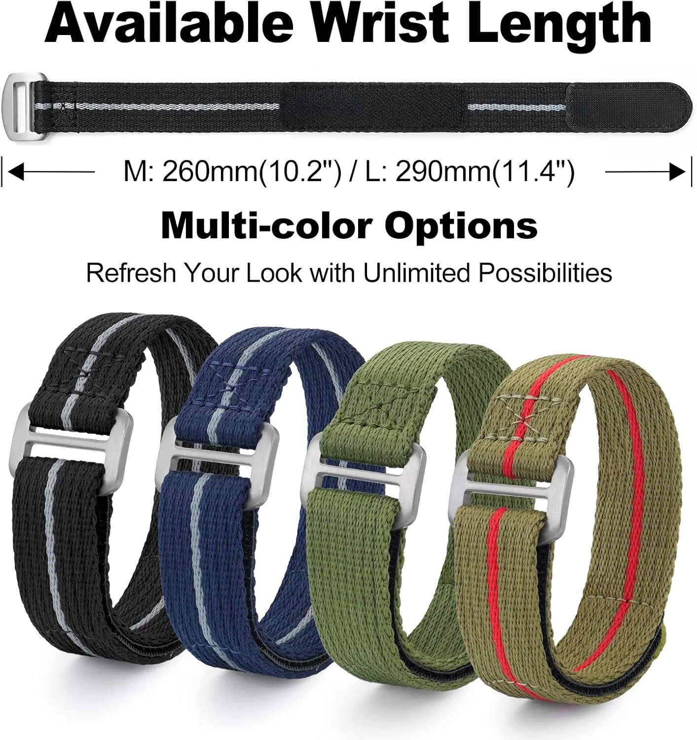 Nylon Watch Band Hook and Loop Fastener Watch Strap 20 MM 22 MM with Titanium Buckle Soft Fabric Adjustable Strap