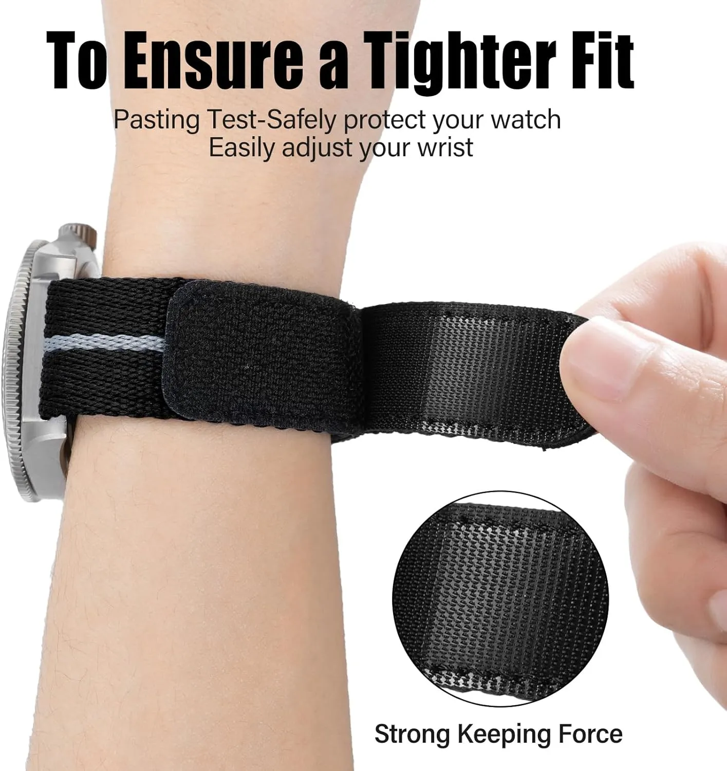 Nylon Watch Band Hook and Loop Fastener Watch Strap 20 MM 22 MM with Titanium Buckle Soft Fabric Adjustable Strap