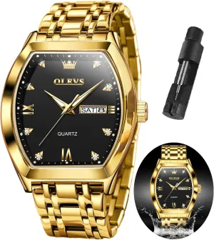 OLEVS Mens Watches Luxury Business Analog Quartz Watches for Men with Stainless Steel Dress Date Waterproof Luminous Wrist Watches