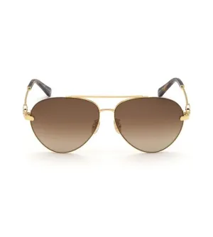 Omega Women's Brown-mirror Aviator Sunglasses