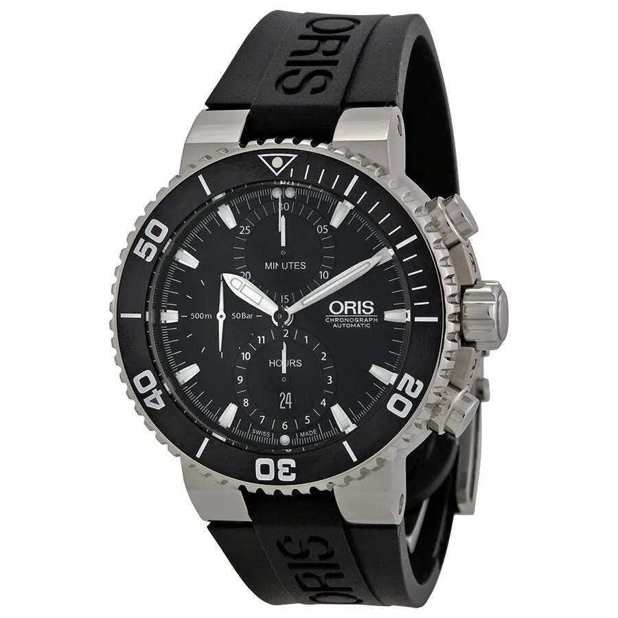 Oris Aquis Automatic Chronograph Black Dial Black Rubber Watch 774-7655-4154RS 01 774 7655 4154-07 4 26 34EB