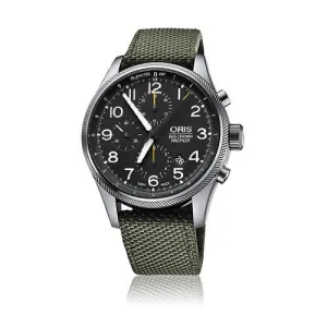 Oris Big Crown Pro Pilot Automatic Chronograph Black Dial Green Nylon Men's Watch 774-7699-4134TS 01 774 7699 4134TS