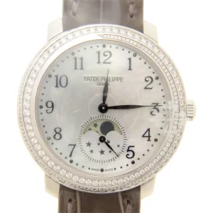Patek Philippe Complications Hand Wind White Mother of Pearl Dial Ladies Watch 4968G-010