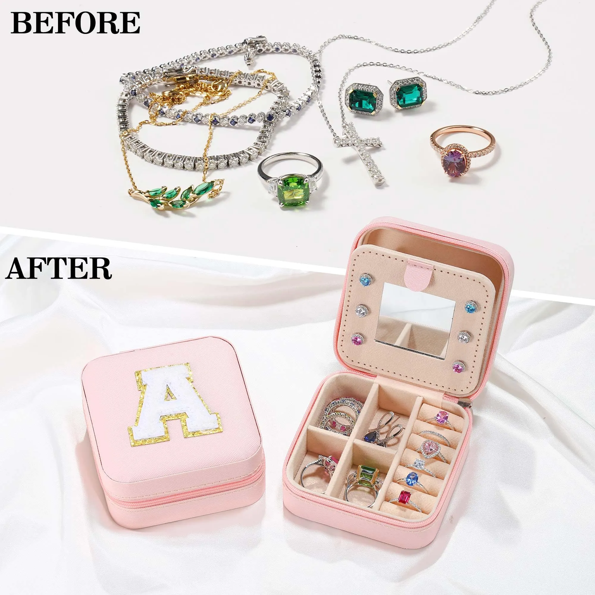 Personalized Pink Travel Jewelry Box with Monogram D - Ideal for Women's Birthday and Christmas Gifts