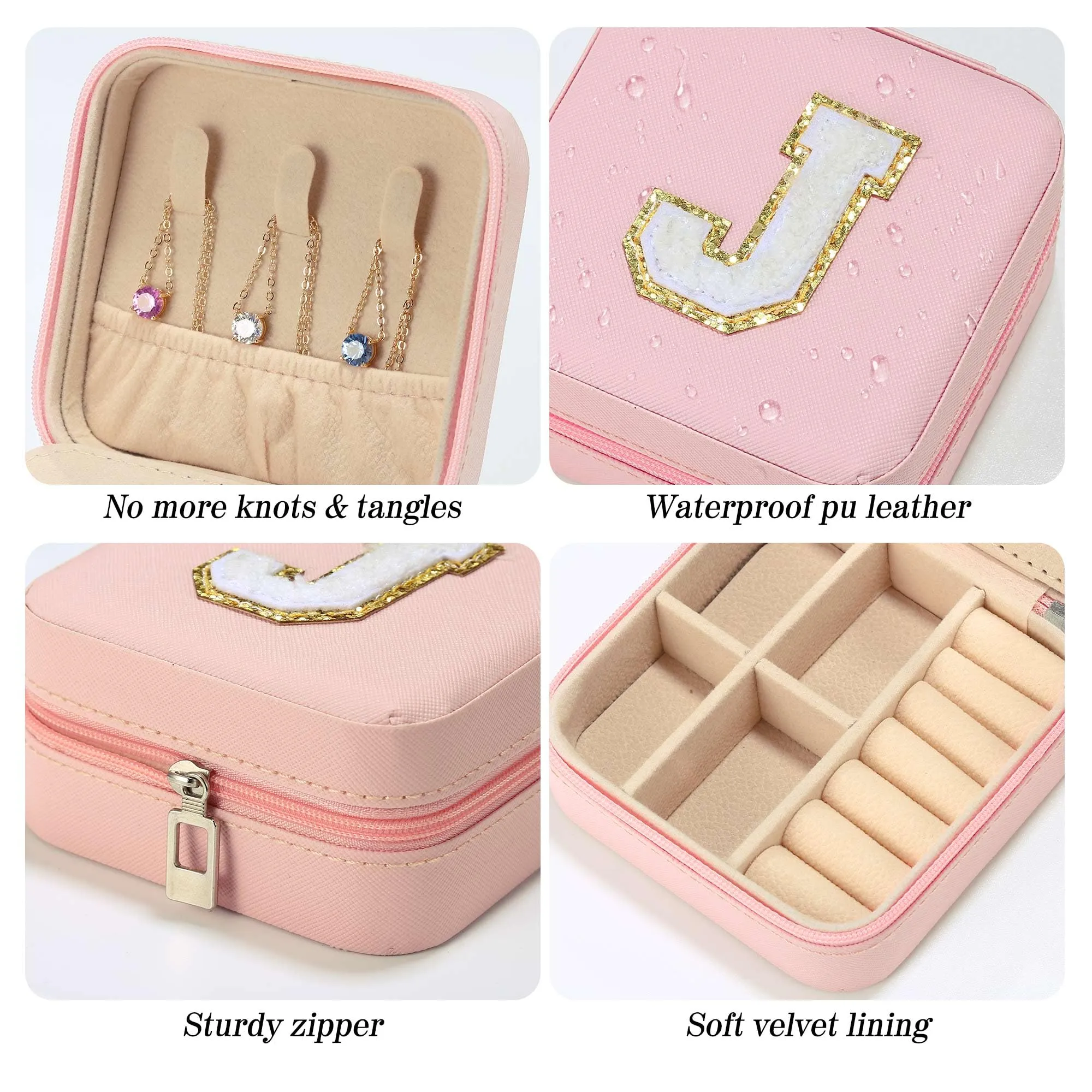 Personalized Pink Travel Jewelry Box with Monogram D - Ideal for Women's Birthday and Christmas Gifts