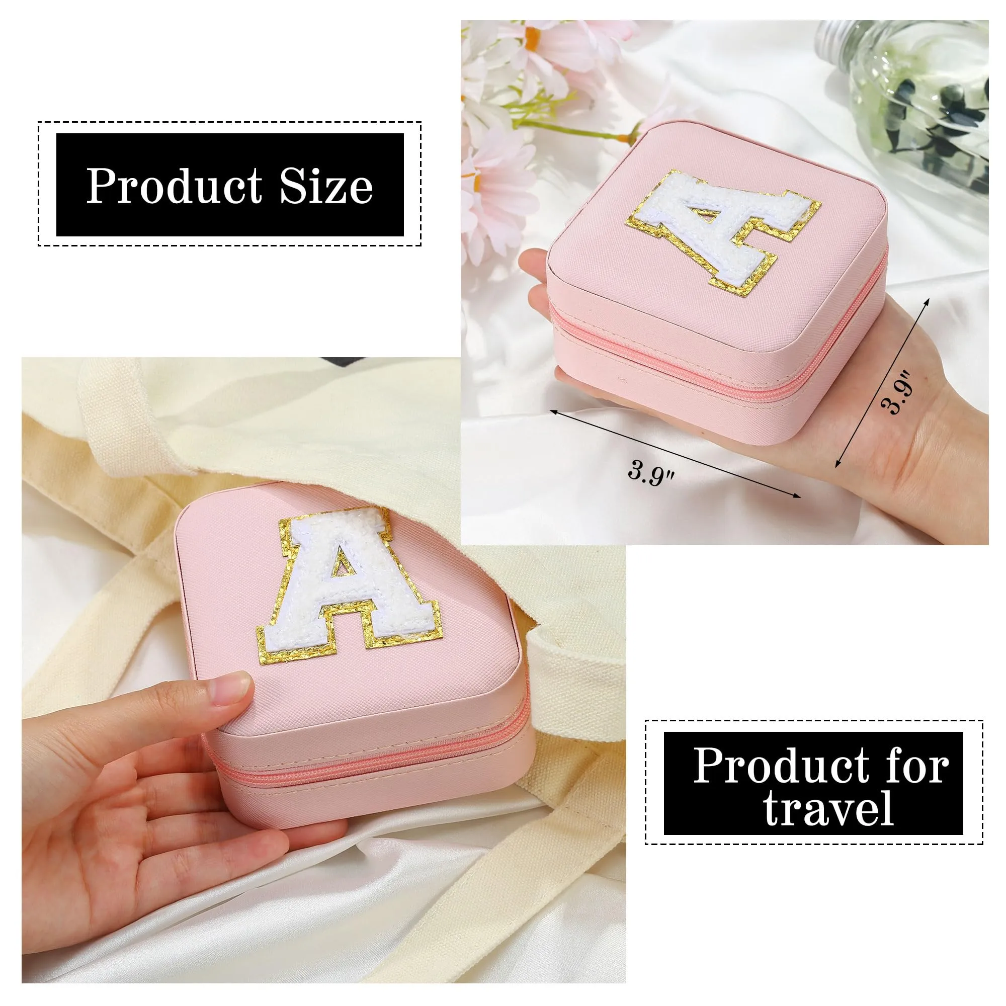 Personalized Pink Travel Jewelry Box with Monogram D - Ideal for Women's Birthday and Christmas Gifts