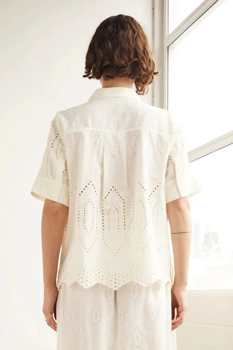 Pixel Top Cream Broderie