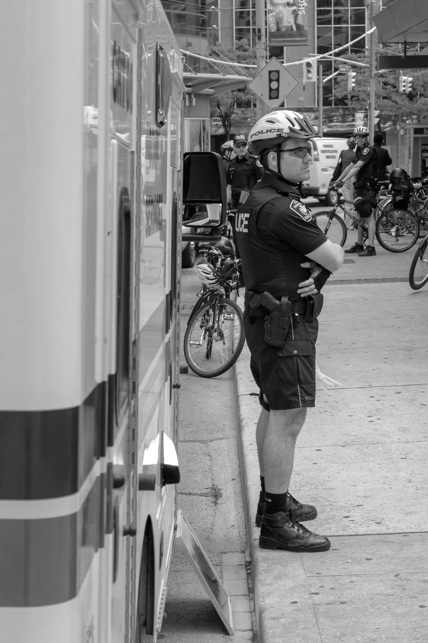 Policeman standing on the street | Wall Art