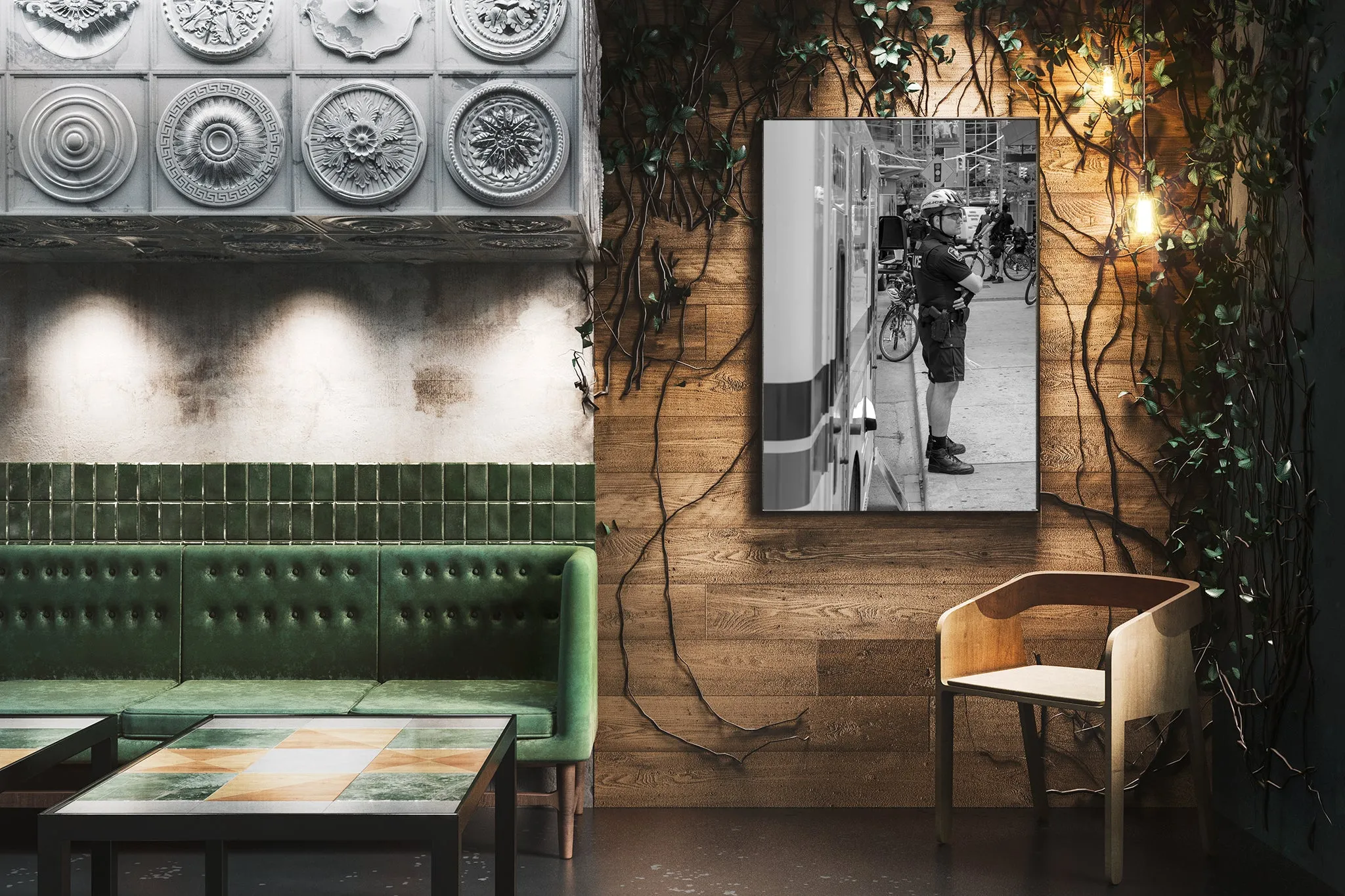 Policeman standing on the street | Wall Art