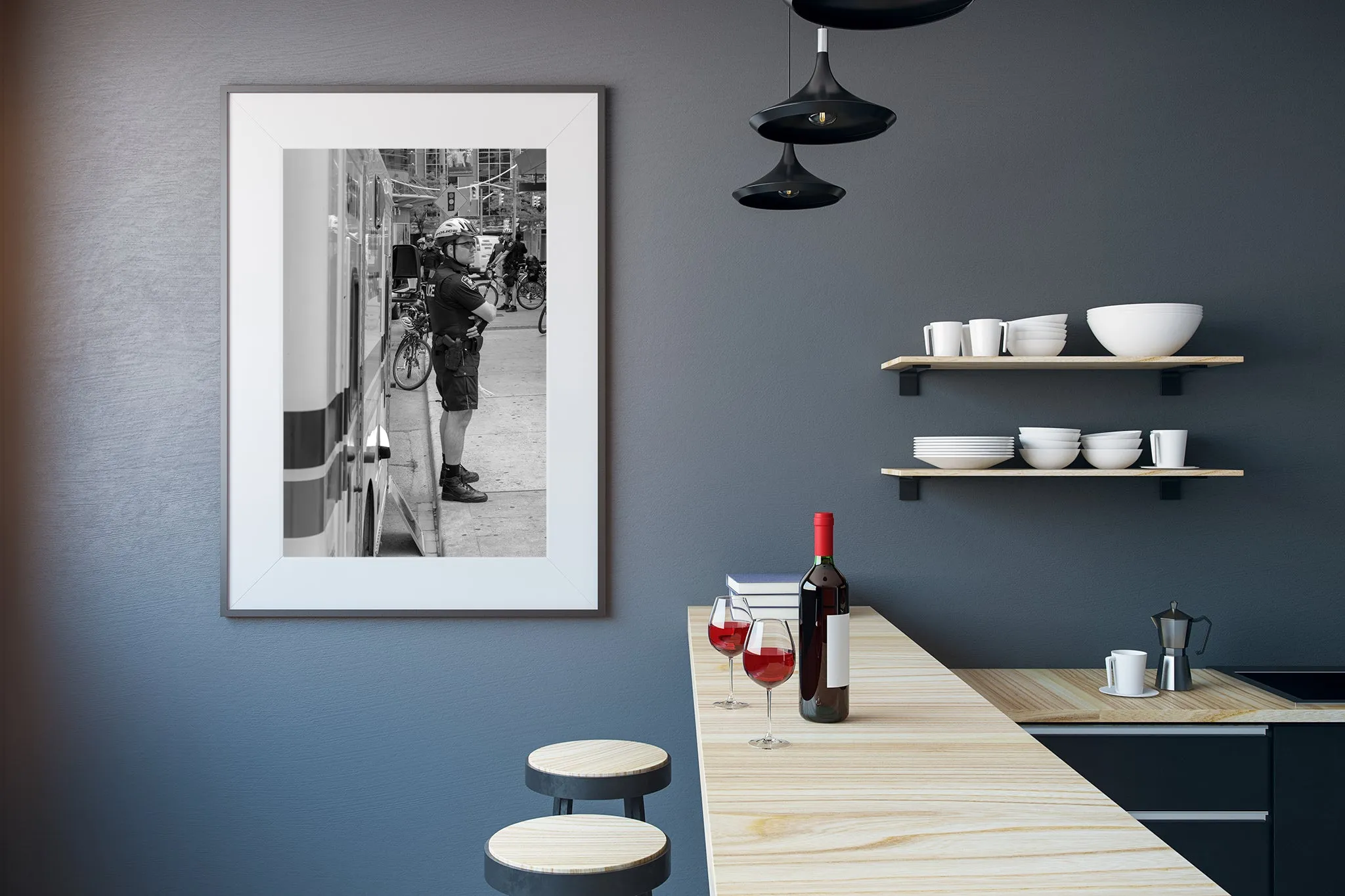 Policeman standing on the street | Wall Art